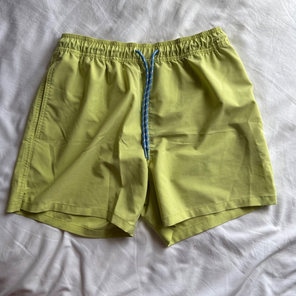 Goodfellow & Co Mens Lime Green Swim Trunks Fish Embroidery Size S